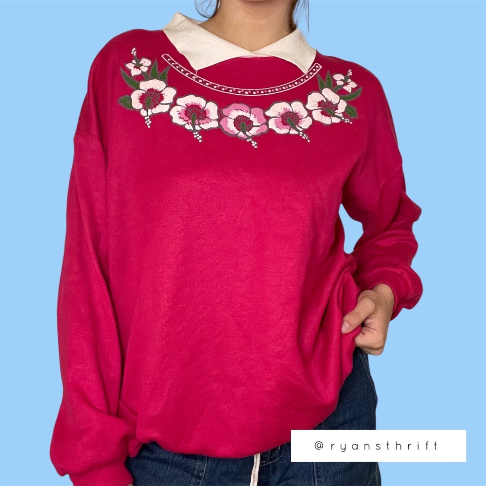Vintage pink floral sweater